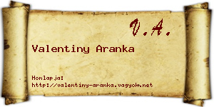 Valentiny Aranka névjegykártya